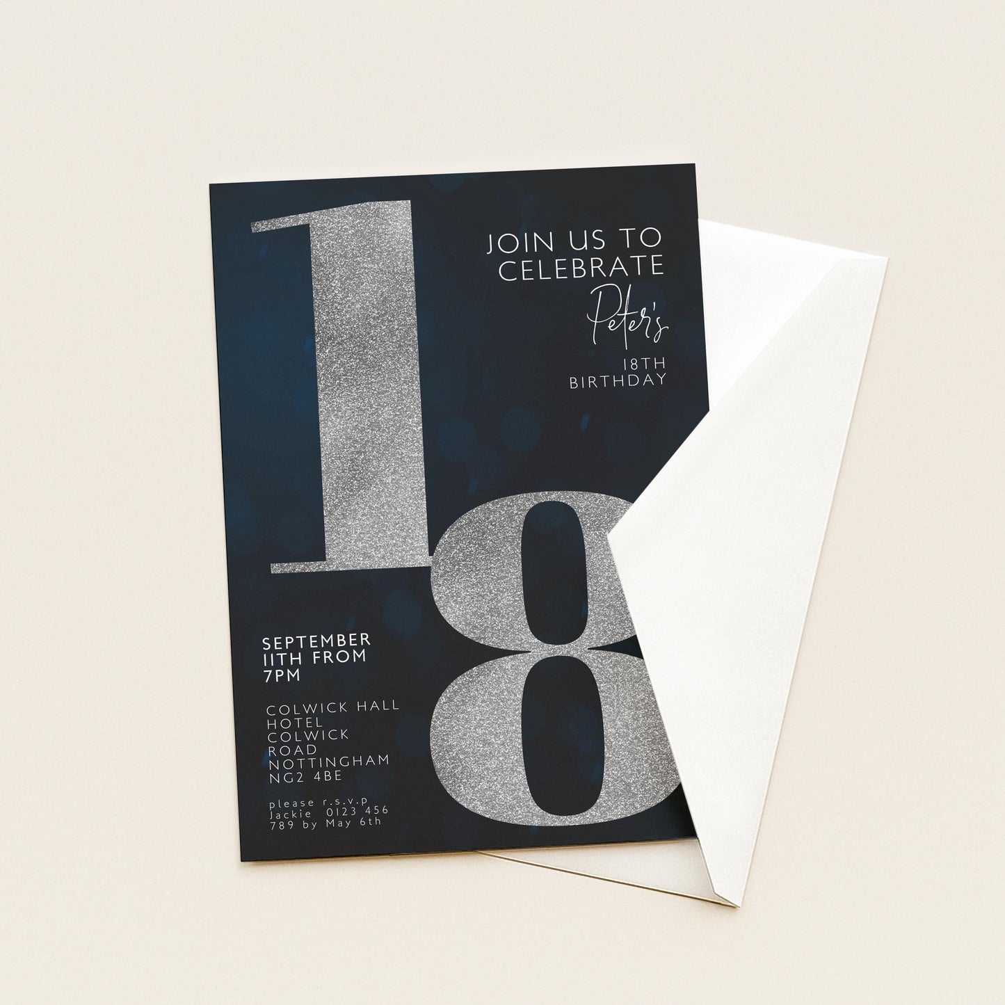 18th Birthday Invitation for Men Black Silver Editable Eighteen For Him Boys Men Template Corjl Instant Download