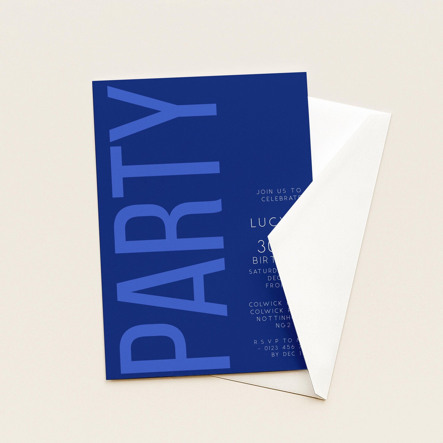 30th Birthday Invitation, Editable Navy and Blue Party Invite, Simple Invitation Template, Thirty Birthday Printable Template