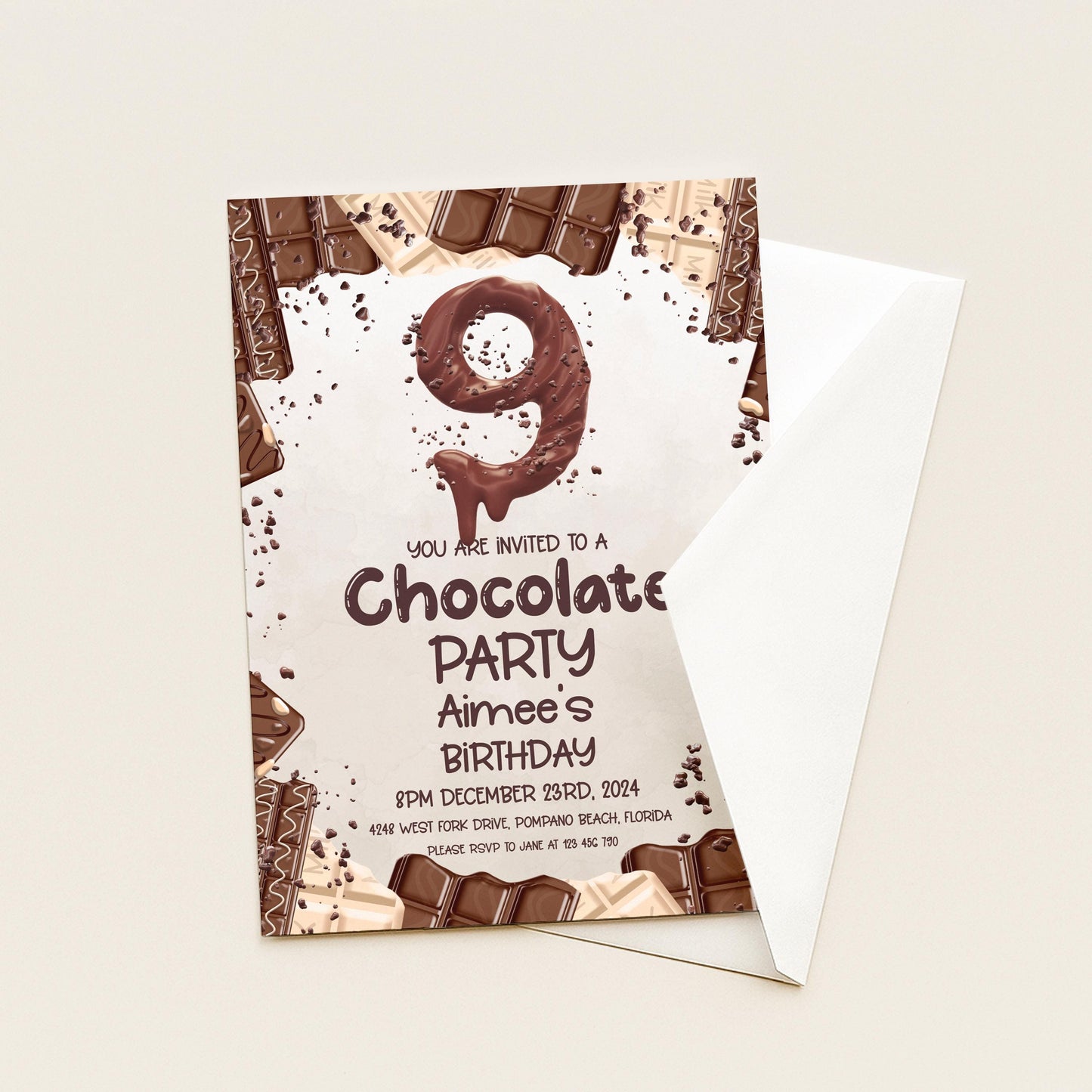 9th Chocolate Party Invitation Editable Instant Download Invite Template For Boy or For Girl Invite Printable Editable CH78