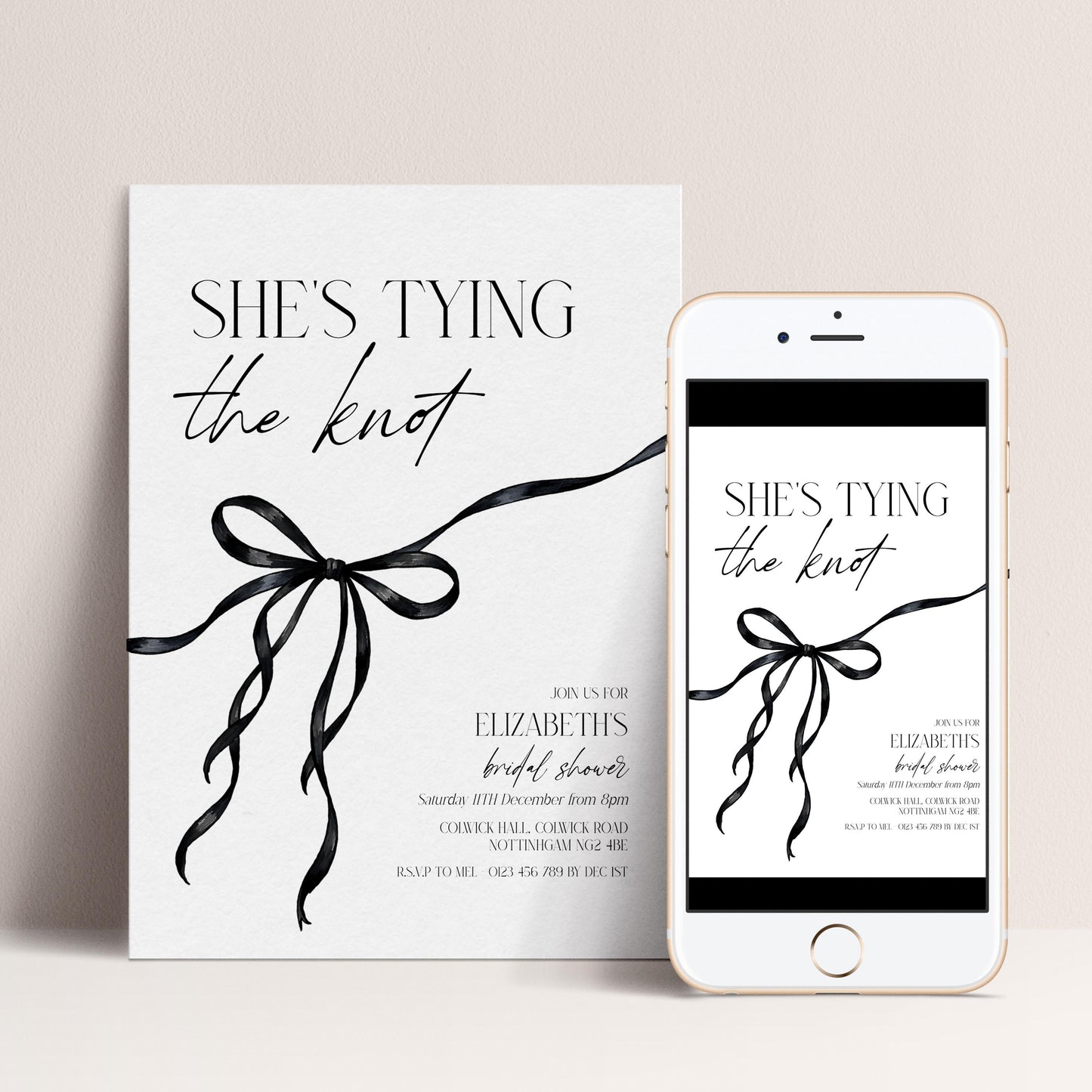 Tying the Knot Party Invitation, Bridal Shower Editable Template, Printable Hen Do Bachelorette Party