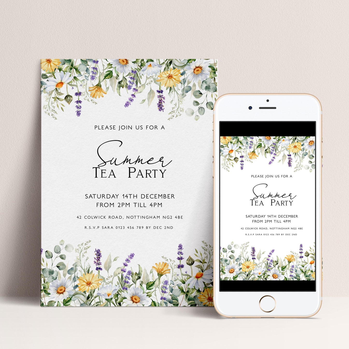 Summer Tea Party Invitation Wildflower Tea Party Invitation Tea Party Invitation Template Spring Floral Party Flyer Instant Download Corjl