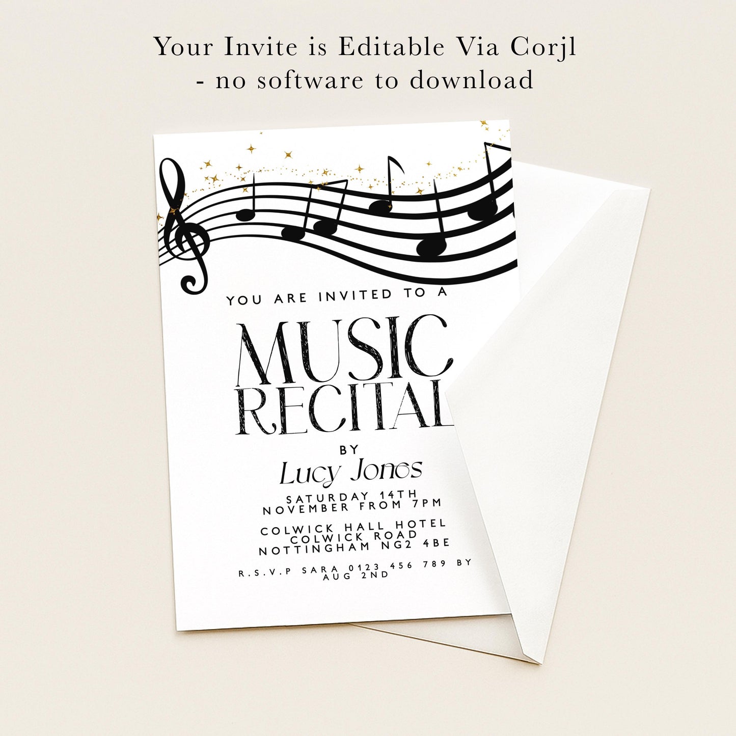 The image is a flyer for a music recital event.