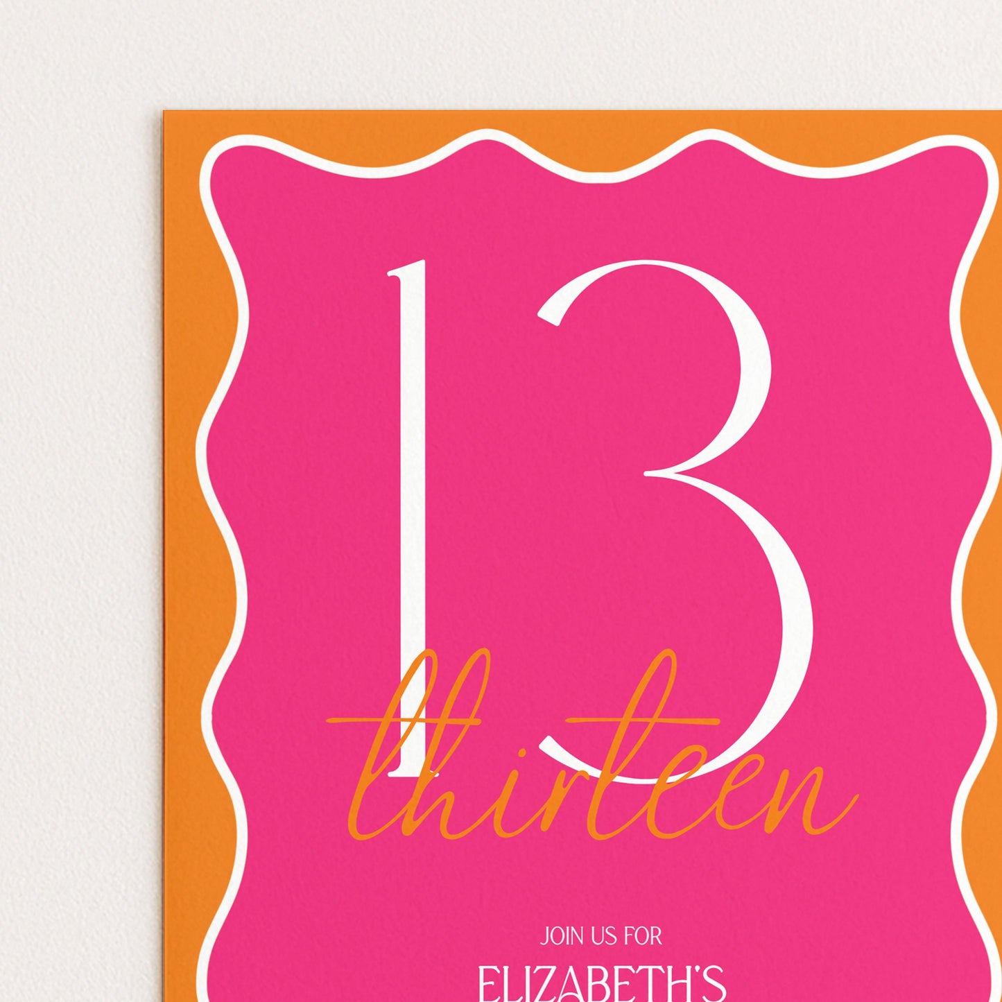 13th Birthday Invitation Girl, Pink Orange 13th Party Invite, Teen Printable Invite, Editable Corjl Template