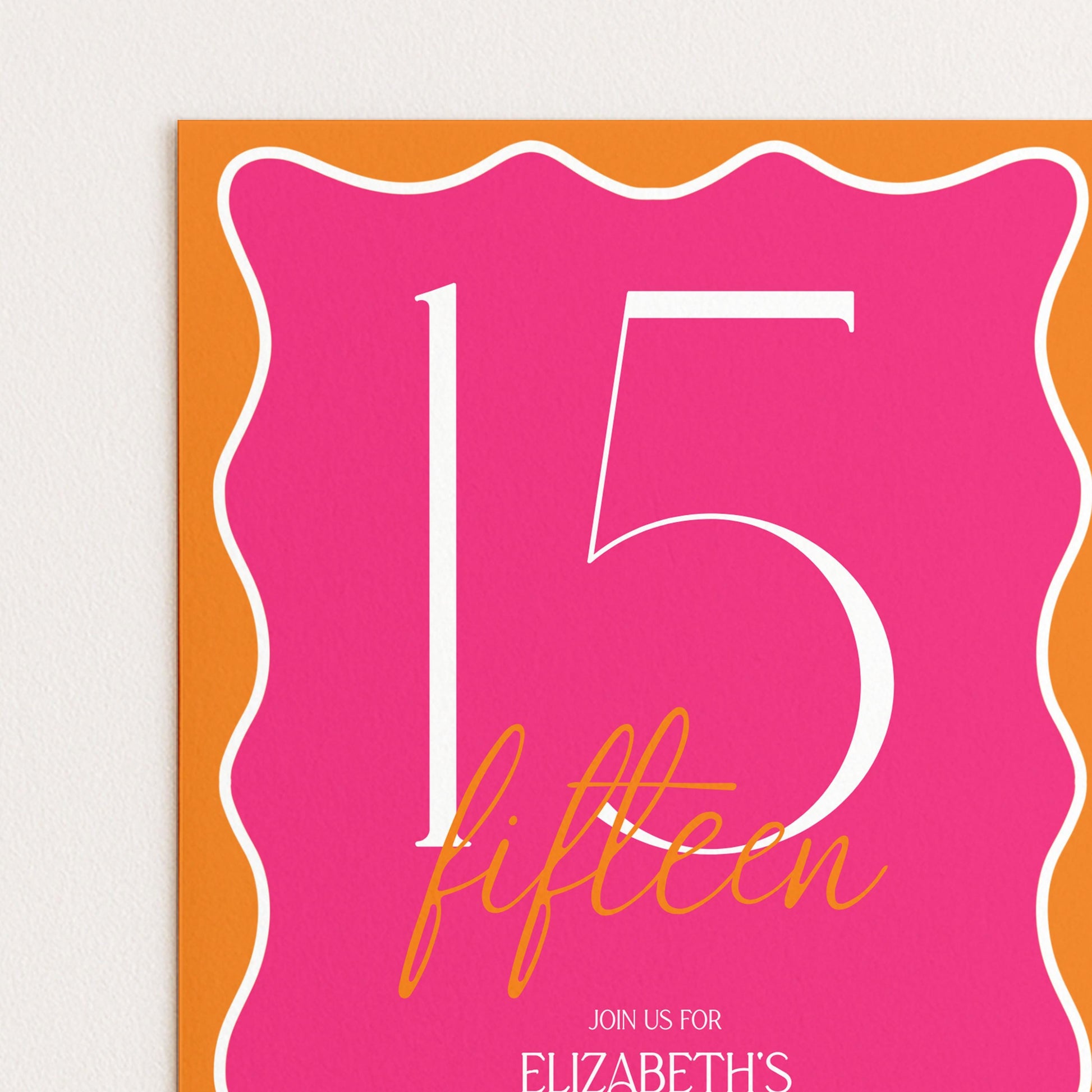 15th Birthday Invitation Girl, Pink Orange 15th Party Invite, Teen Printable Invite, Editable Corjl Template