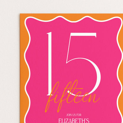 15th Birthday Invitation Girl, Pink Orange 15th Party Invite, Teen Printable Invite, Editable Corjl Template