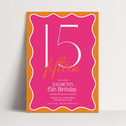 15th Birthday Invitation Girl, Pink Orange 15th Party Invite, Teen Printable Invite, Editable Corjl Template