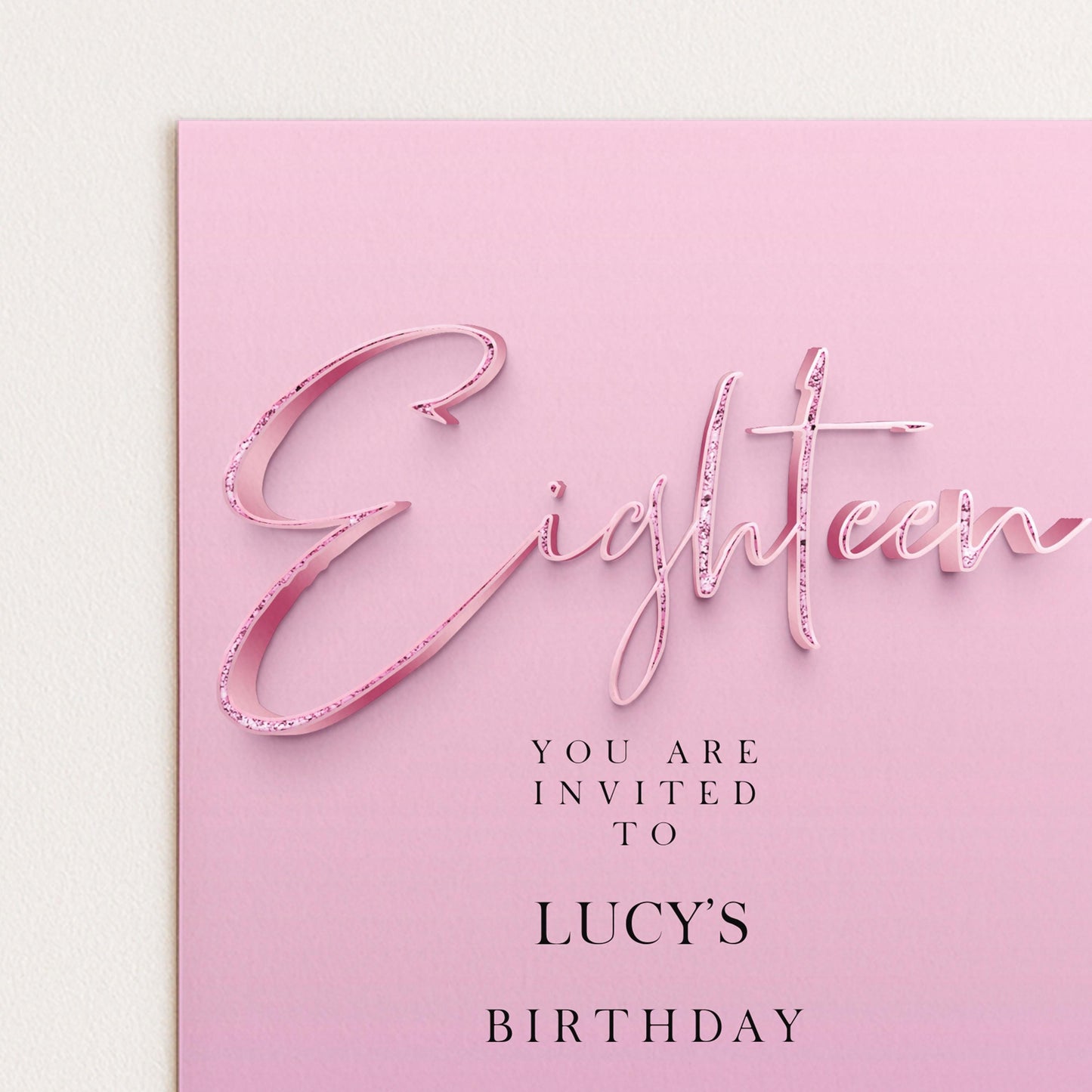 18th Birthday Invitation Editable invite Pink Sparkly invitation Simple Elegant For Her Instant Download Printable SPK