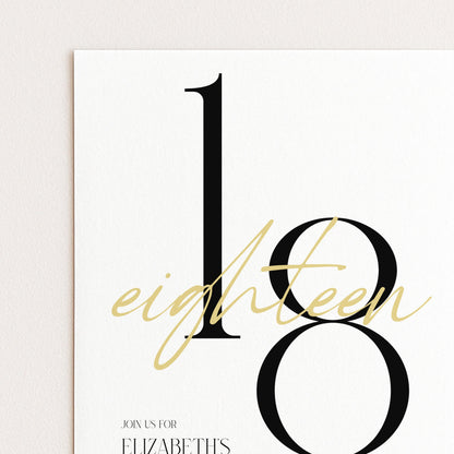 18th Birthday Invitation Woman, White Gold 18th Party Invite, Elegant Milestone Birthday Invite, Editable Corjl Template