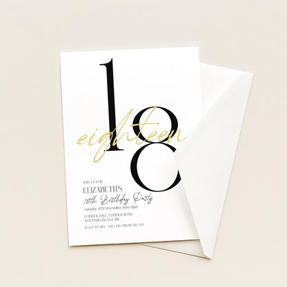 18th Birthday Invitation Woman, White Gold 18th Party Invite, Elegant Milestone Birthday Invite, Editable Corjl Template