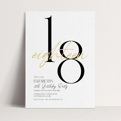 18th Birthday Invitation Woman, White Gold 18th Party Invite, Elegant Milestone Birthday Invite, Editable Corjl Template