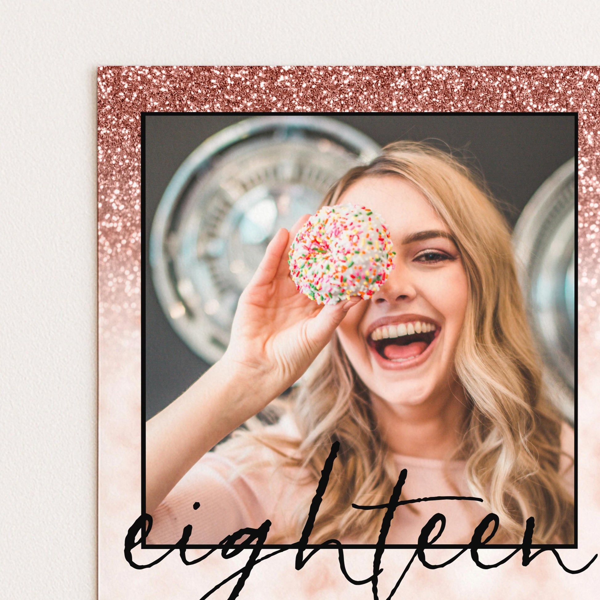Editable 18th Birthday party Invitation Add Photo 18th Invite Rose Gold Glitter Marble Instant Download Editable template Corjl Invitation