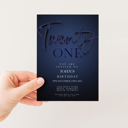 21st Birthday Invitation Editable 21st invite Navy invitation Simple Elegant For Him or Her Instant Download Printable NV20