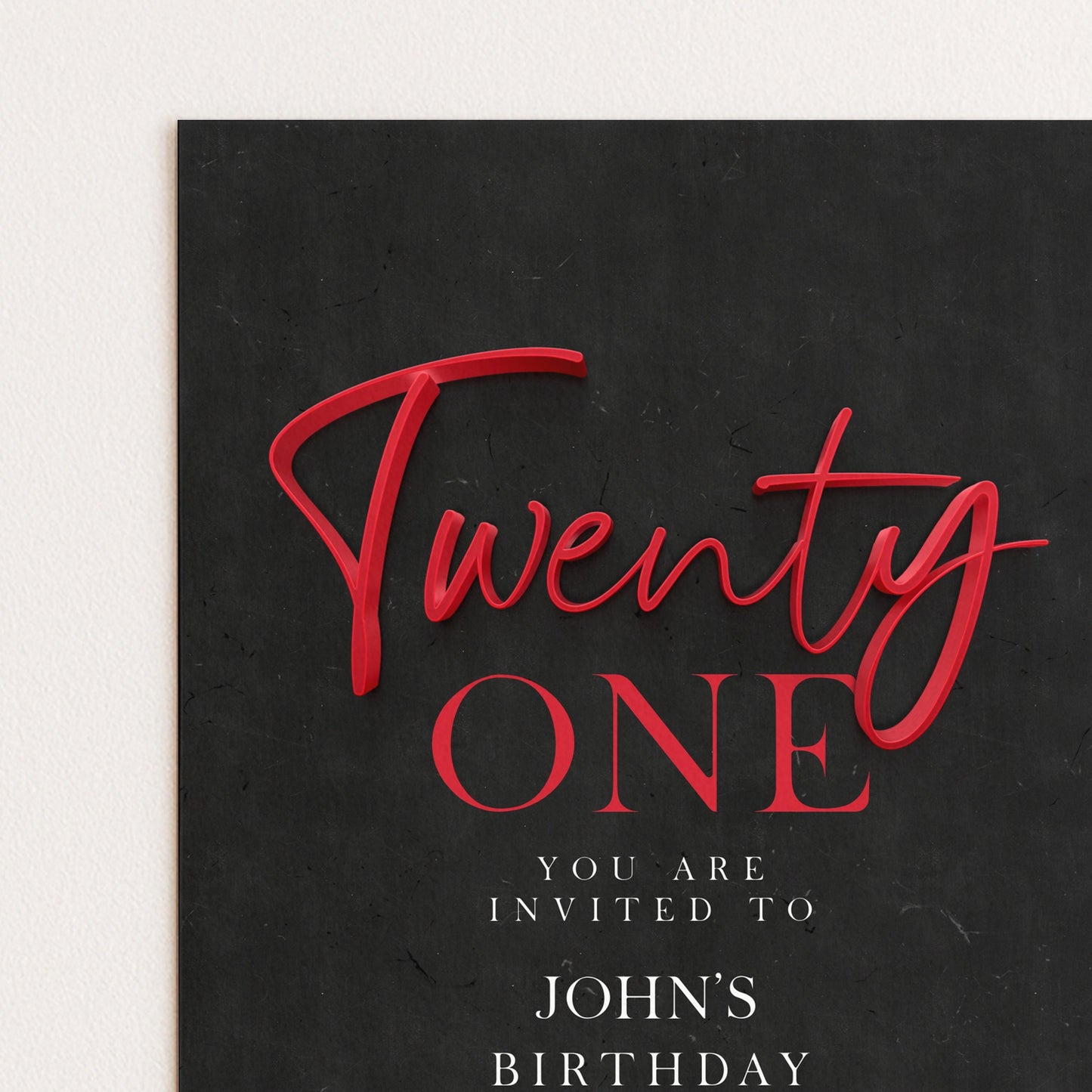 21st Birthday Invitation Red Black Theme, Elegant Party Invite for Her, Bold 21st Birthday, Adult Celebration Editable Template SE19
