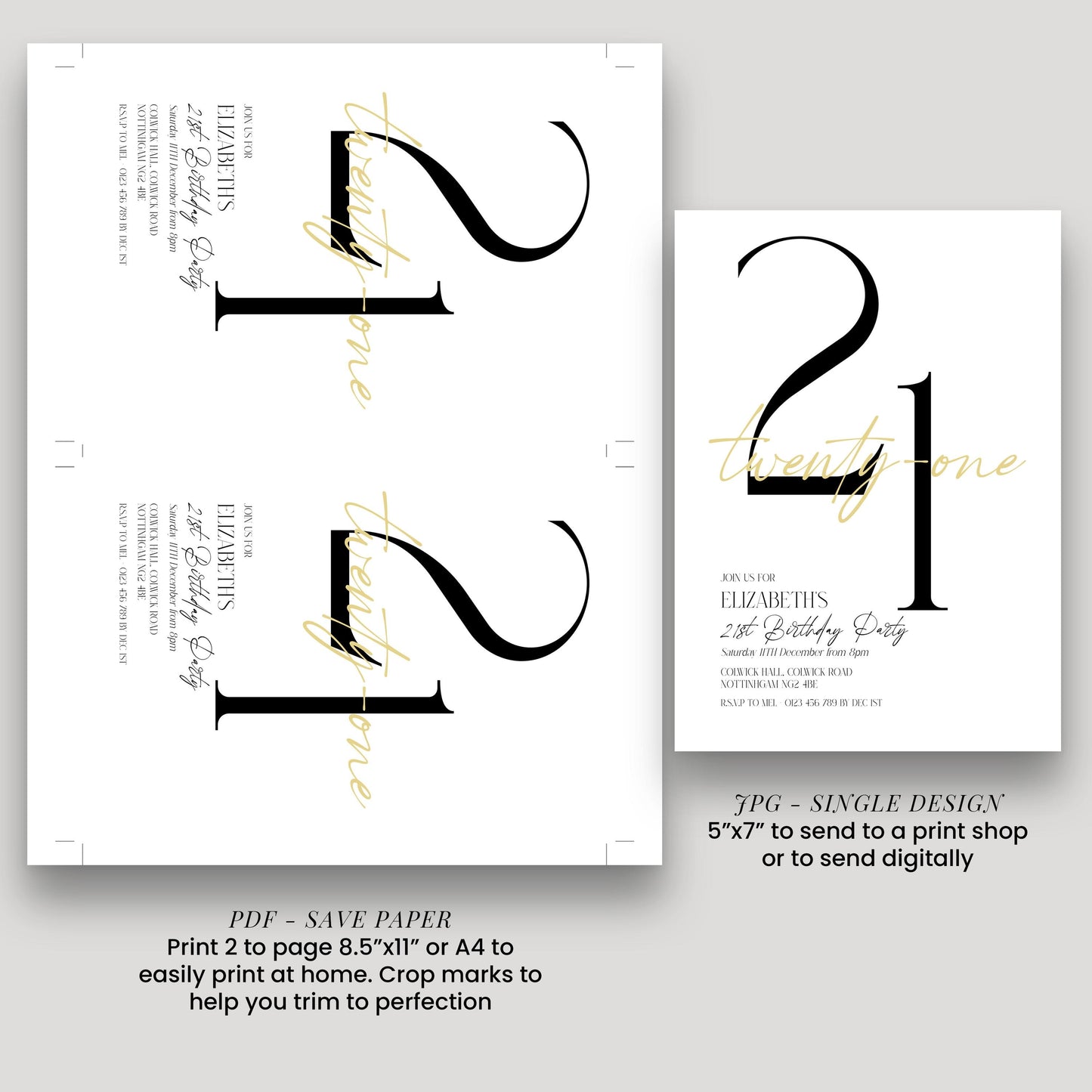 21st Birthday Invitation Woman, White Gold 21st Party Invite, Elegant Milestone Birthday Invite, Editable Corjl Template