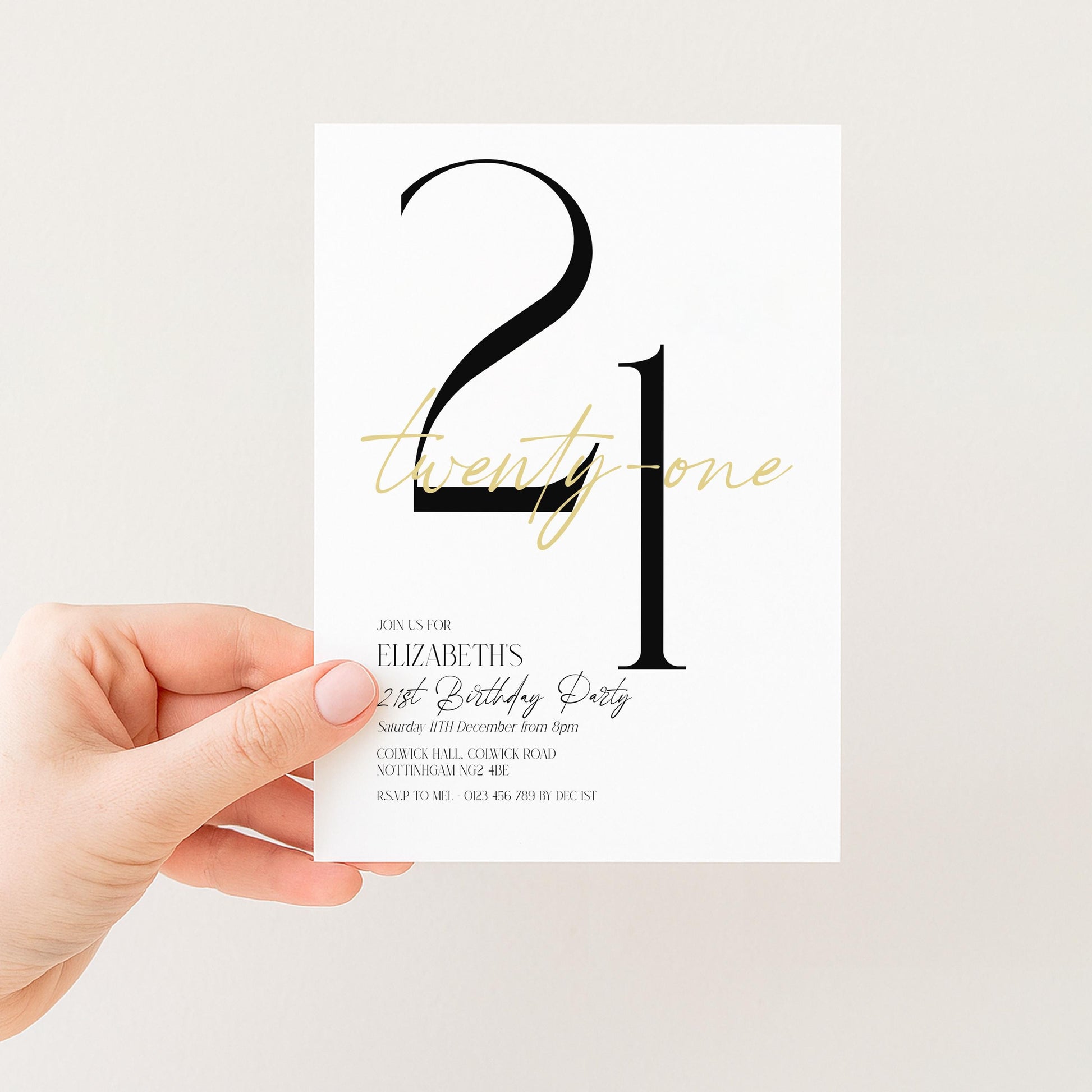 21st Birthday Invitation Woman, White Gold 21st Party Invite, Elegant Milestone Birthday Invite, Editable Corjl Template