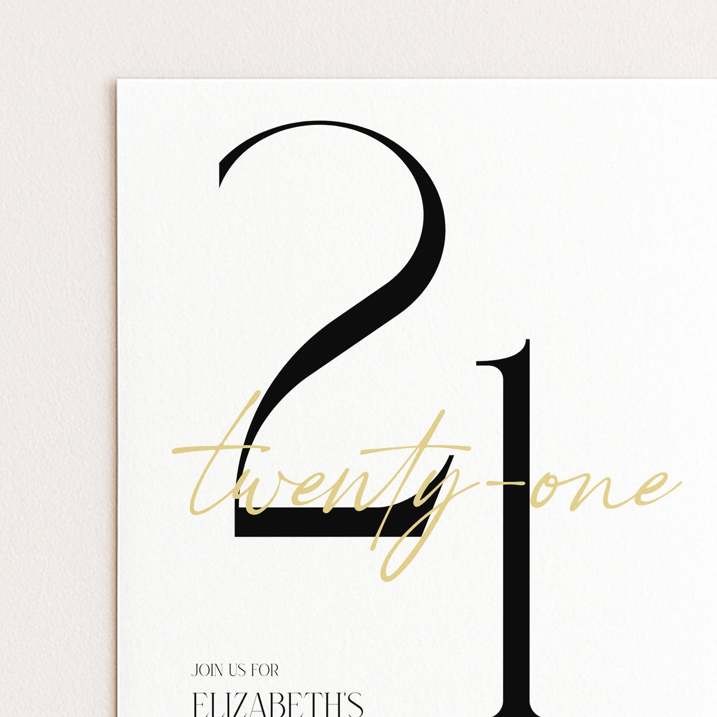 21st Birthday Invitation Woman, White Gold 21st Party Invite, Elegant Milestone Birthday Invite, Editable Corjl Template