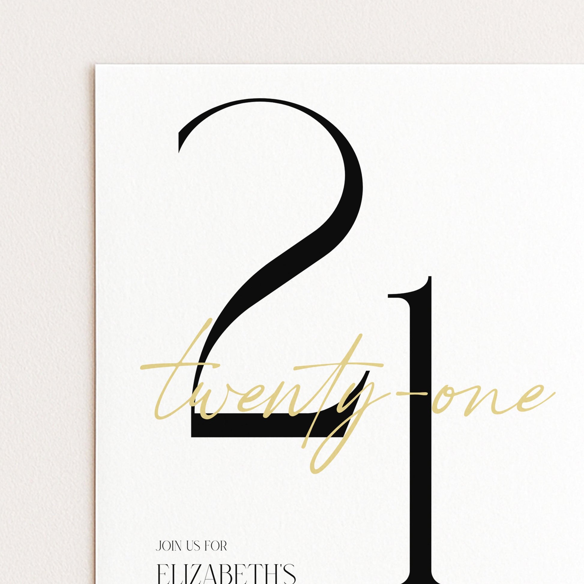 21st Birthday Invitation Woman, White Gold 21st Party Invite, Elegant Milestone Birthday Invite, Editable Corjl Template