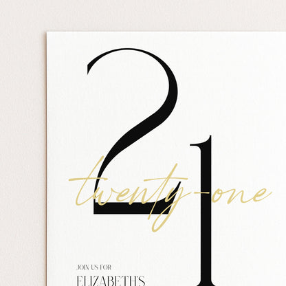 21st Birthday Invitation Woman, White Gold 21st Party Invite, Elegant Milestone Birthday Invite, Editable Corjl Template
