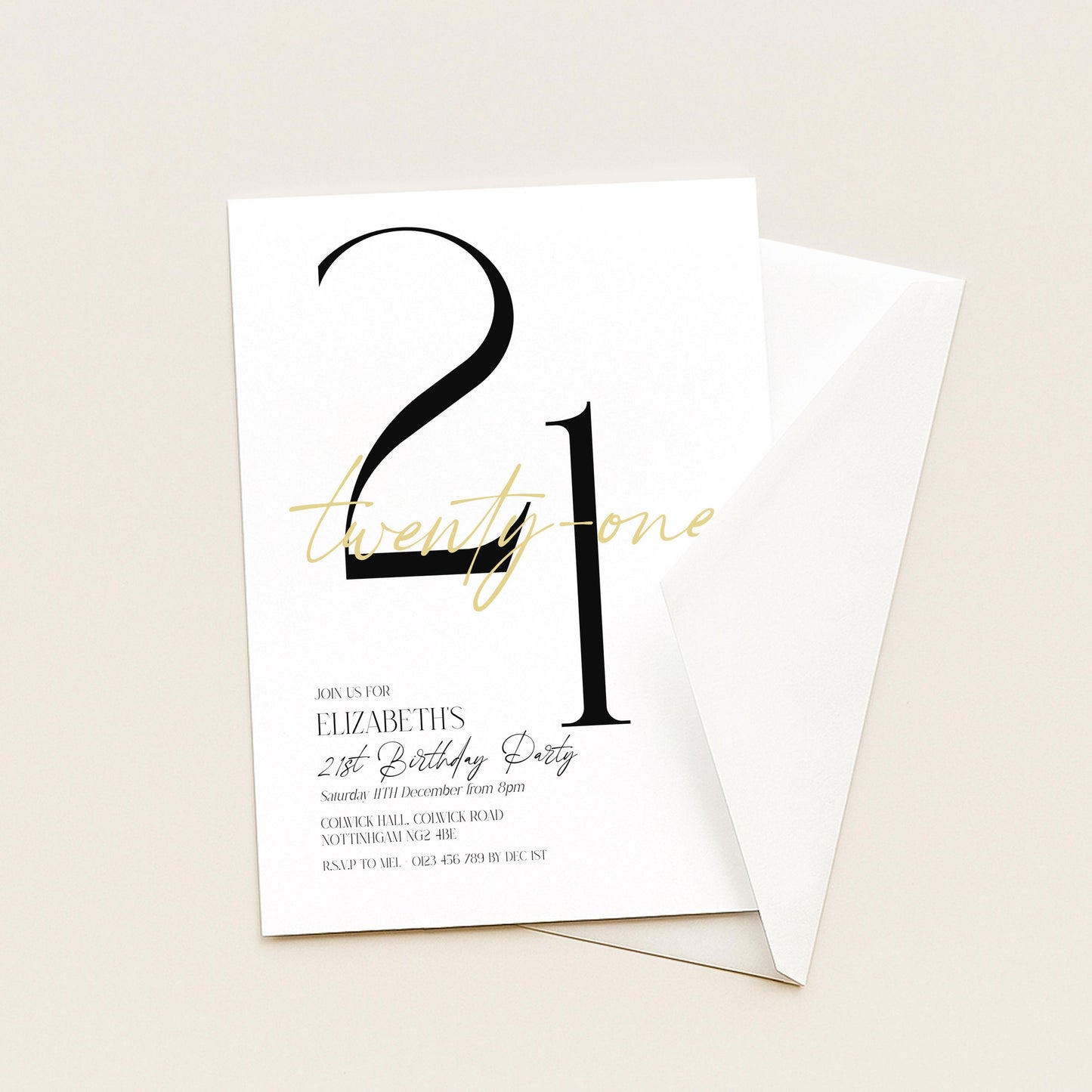 21st Birthday Invitation Woman, White Gold 21st Party Invite, Elegant Milestone Birthday Invite, Editable Corjl Template