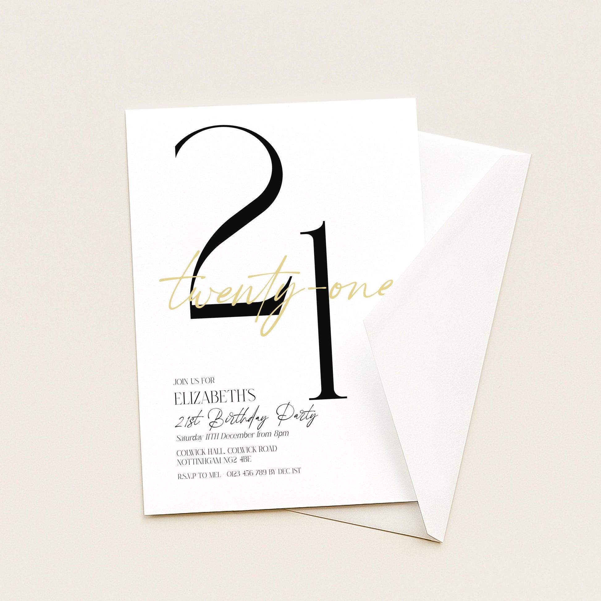 21st Birthday Invitation Woman, White Gold 21st Party Invite, Elegant Milestone Birthday Invite, Editable Corjl Template