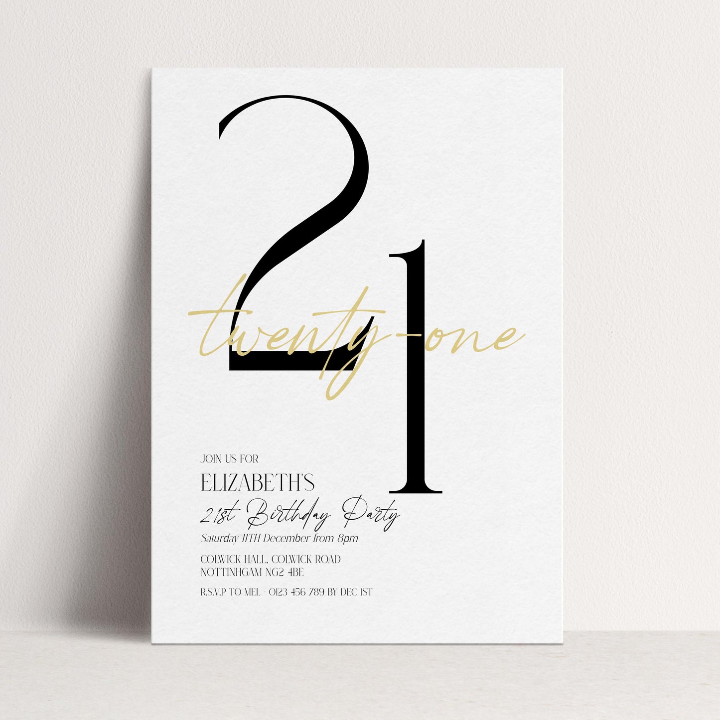 21st Birthday Invitation Woman, White Gold 21st Party Invite, Elegant Milestone Birthday Invite, Editable Corjl Template