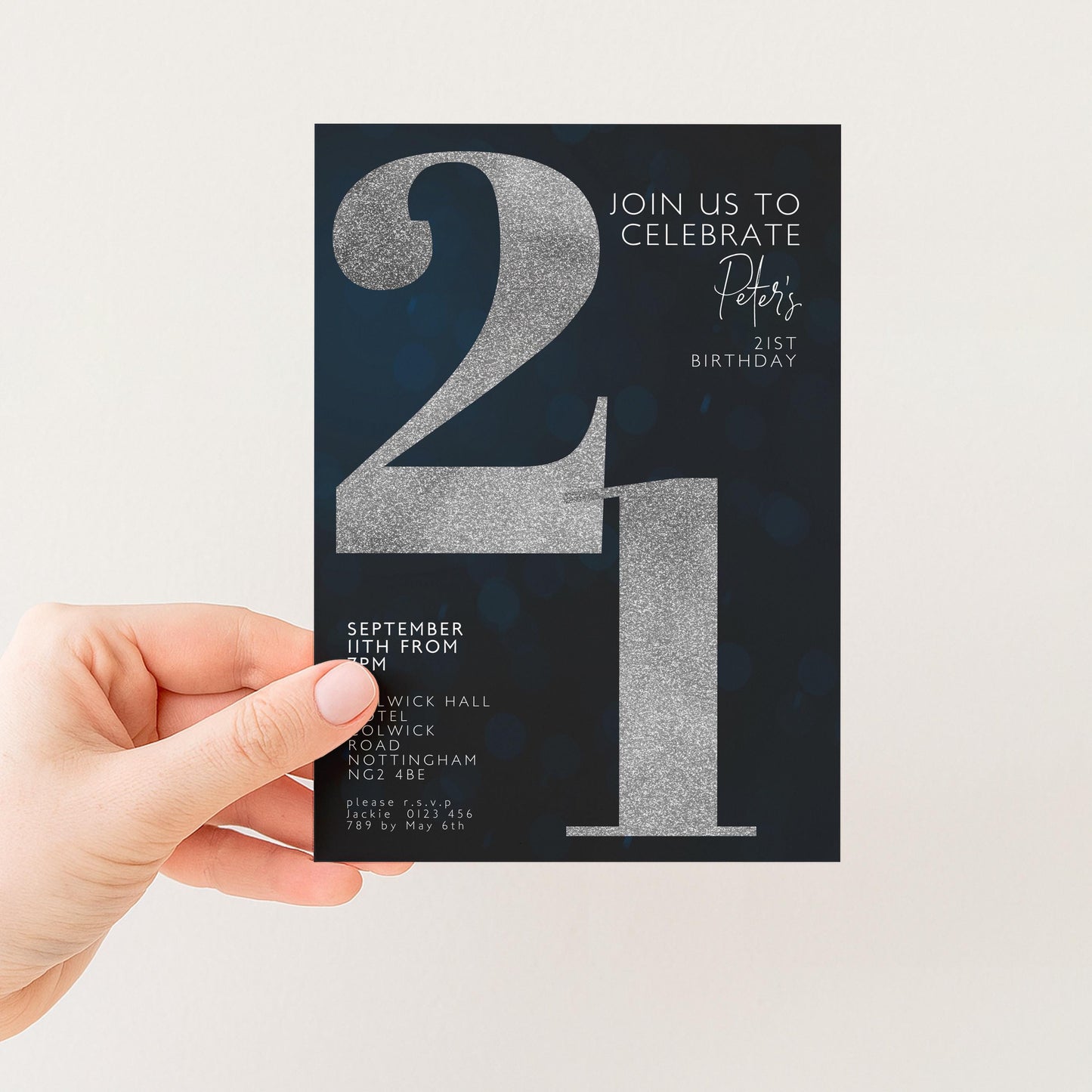 21st Birthday Invitation for Men Black Silver Editable Twenty One For Him Boys Men Template Corjl Instant Download