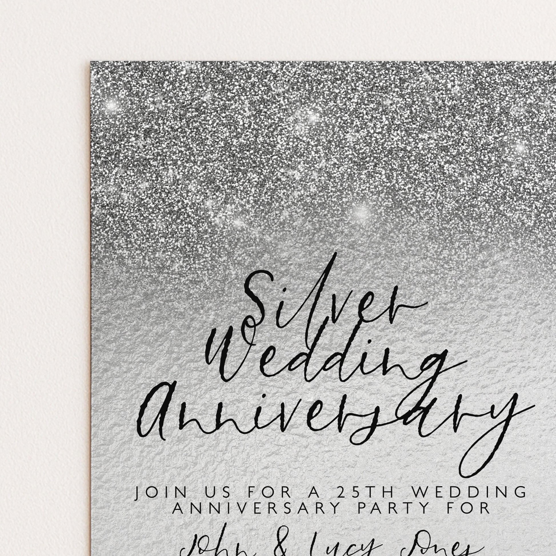 25th Anniversary Invitation 25th Wedding Anniversary Editable Invitation Template Silver Wedding Party Instant Download Printable