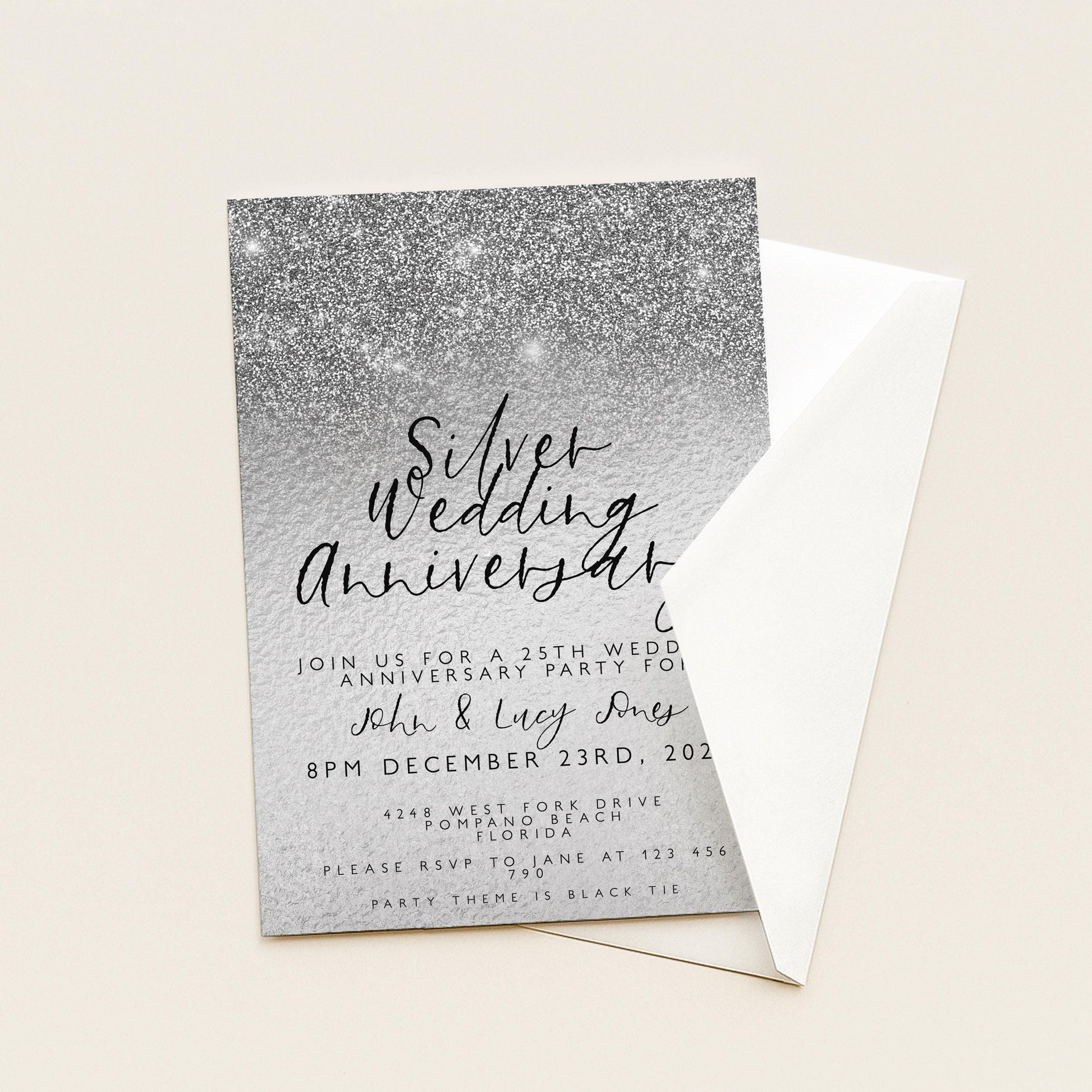 25th Anniversary Invitation 25th Wedding Anniversary Editable Invitation Template Silver Wedding Party Instant Download Printable
