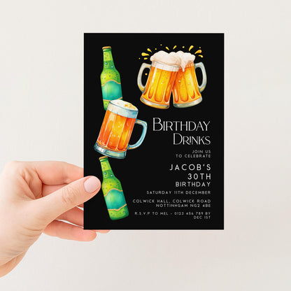 30th Birthday Drinks Invitation, Beer Birthday Party Invite for Him, Editable 30th Birthday Invitation, Adult Birthday Drinks Invite