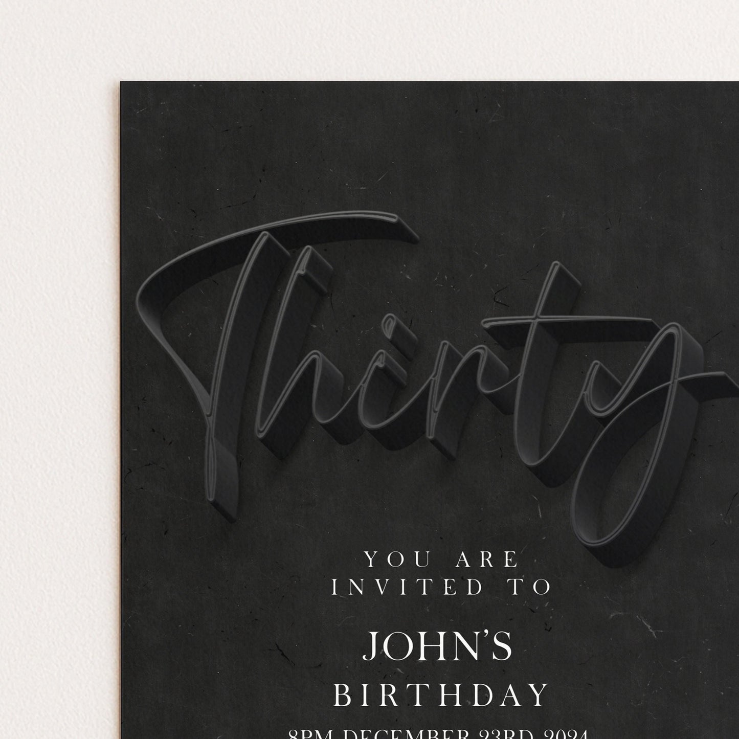 30th Birthday Invitation Editable 30th invite Black invitation Simple Elegant For Him or Her Instant Download Printable SE19