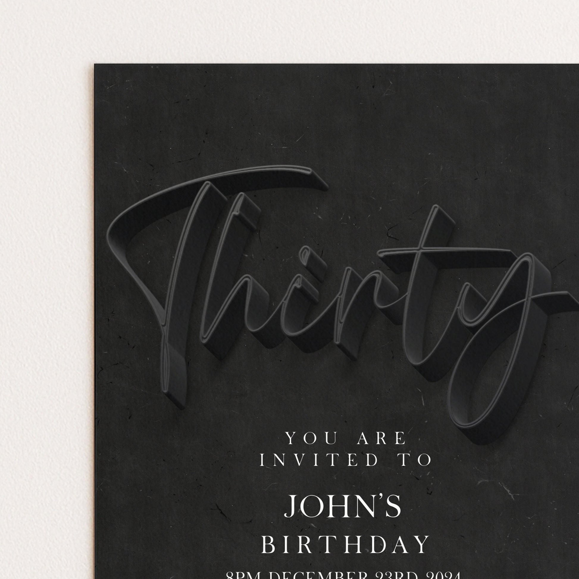 30th Birthday Invitation Editable 30th invite Black invitation Simple Elegant For Him or Her Instant Download Printable SE19