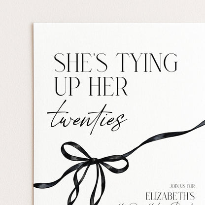 30th Birthday Invitation, Editable Black Bow Party Invite, Women's Adult Invitation Template, Thirty Birthday Printable Template