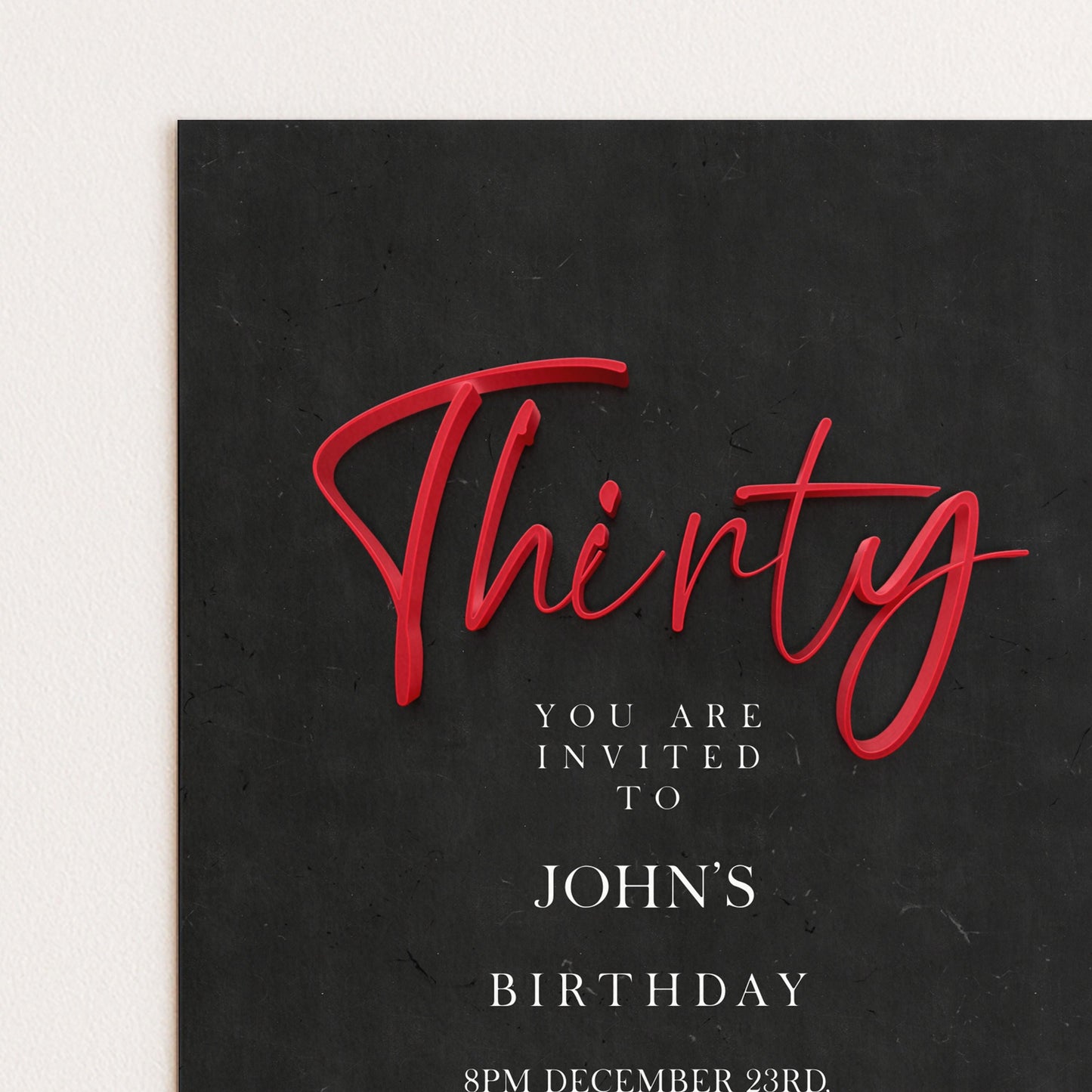 30th Birthday Invitation Template Red and Black Printable Template Simple Elegant For Him or Her Editable Digital DownloadSE19