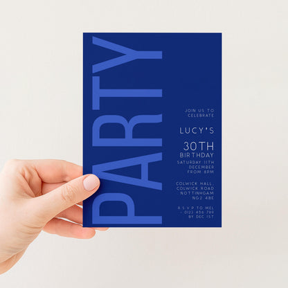 30th Birthday Invitation, Editable Navy and Blue Party Invite, Simple Invitation Template, Thirty Birthday Printable Template