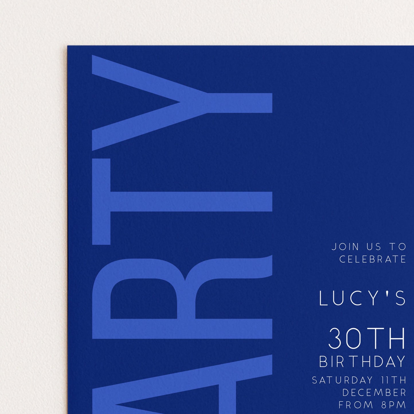 30th Birthday Invitation, Editable Navy and Blue Party Invite, Simple Invitation Template, Thirty Birthday Printable Template