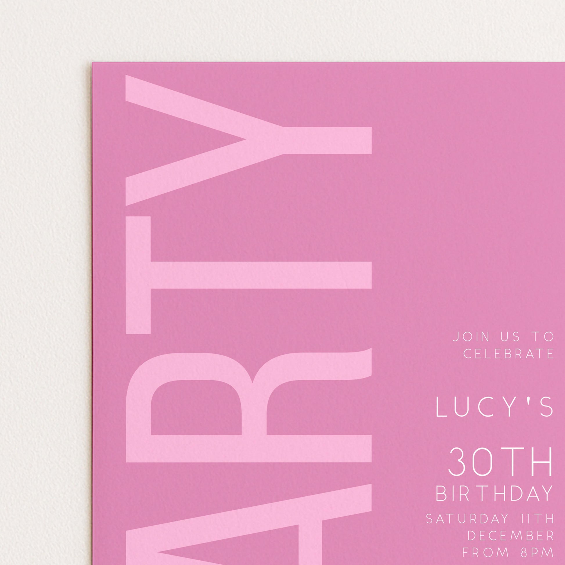 30th Birthday Invitation, Editable Pink Party Invite, Women's Adult Invitation Template, Thirty Birthday Printable Template for Her