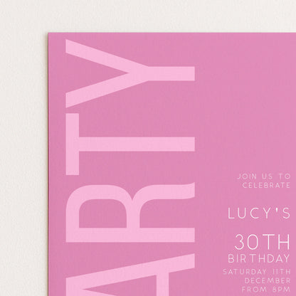 30th Birthday Invitation, Editable Pink Party Invite, Women's Adult Invitation Template, Thirty Birthday Printable Template for Her