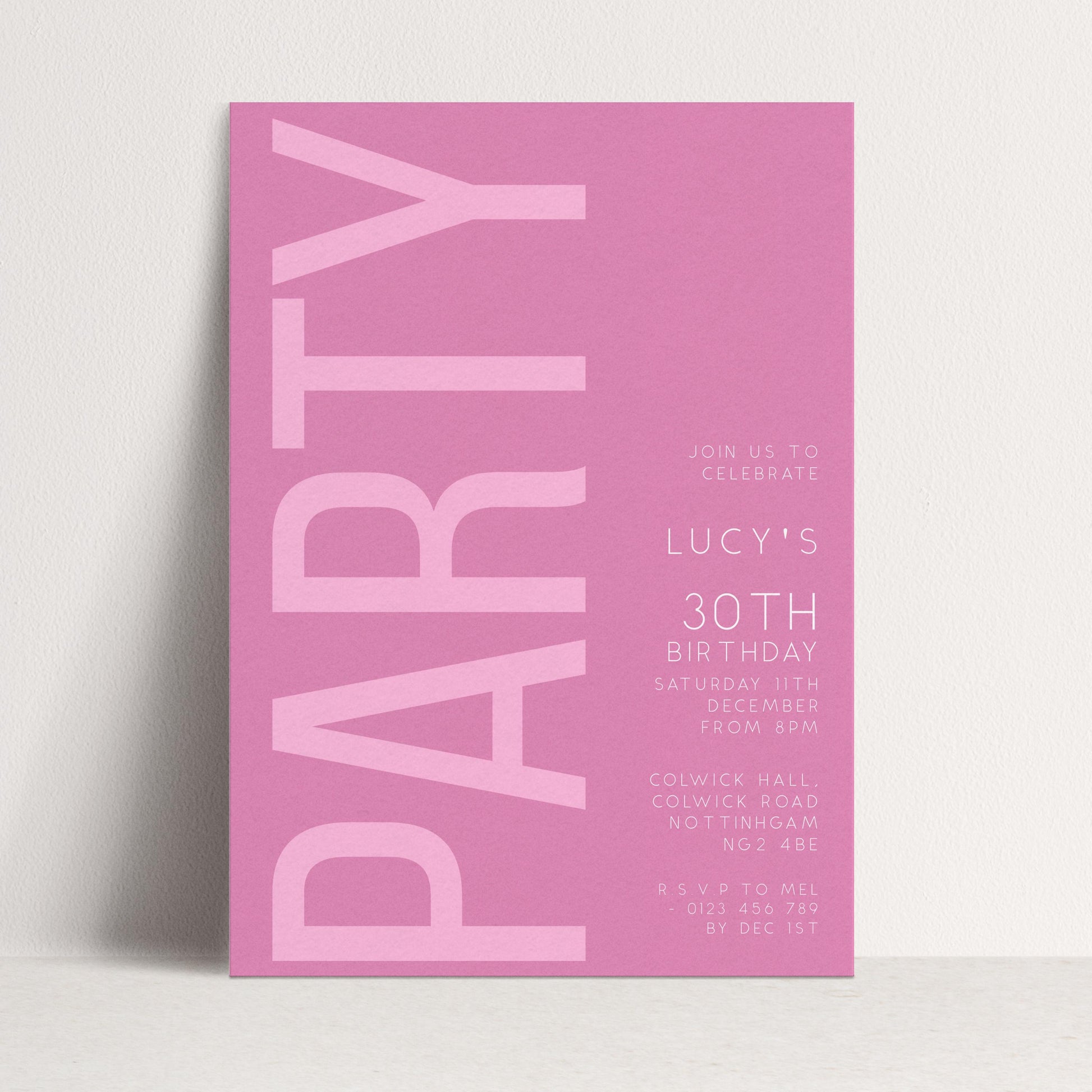 30th Birthday Invitation, Editable Pink Party Invite, Women's Adult Invitation Template, Thirty Birthday Printable Template for Her