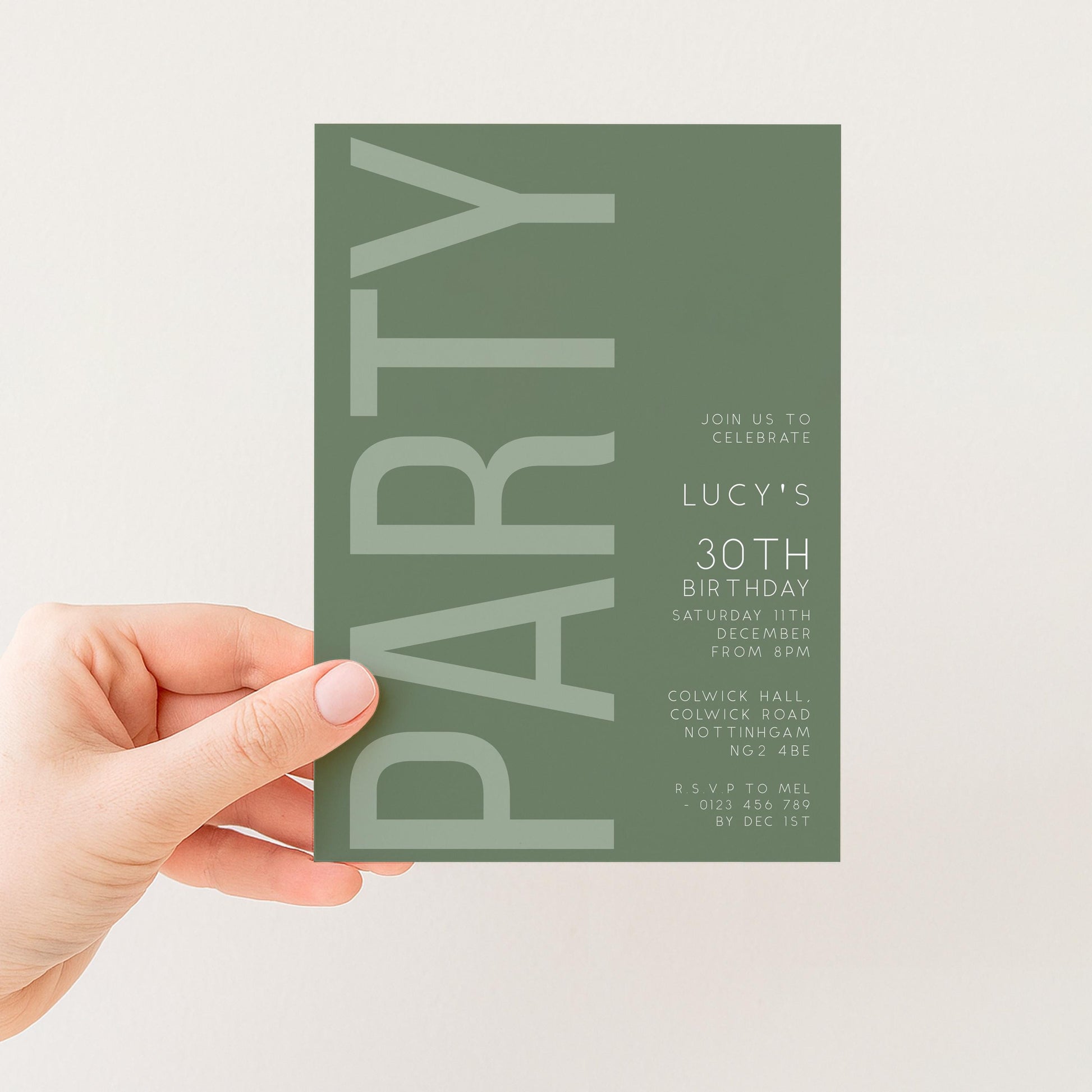 30th Birthday Invitation, Editable Green Party Invite, Men's Women's Adult Invitation Template, Thirty Birthday Printable Template