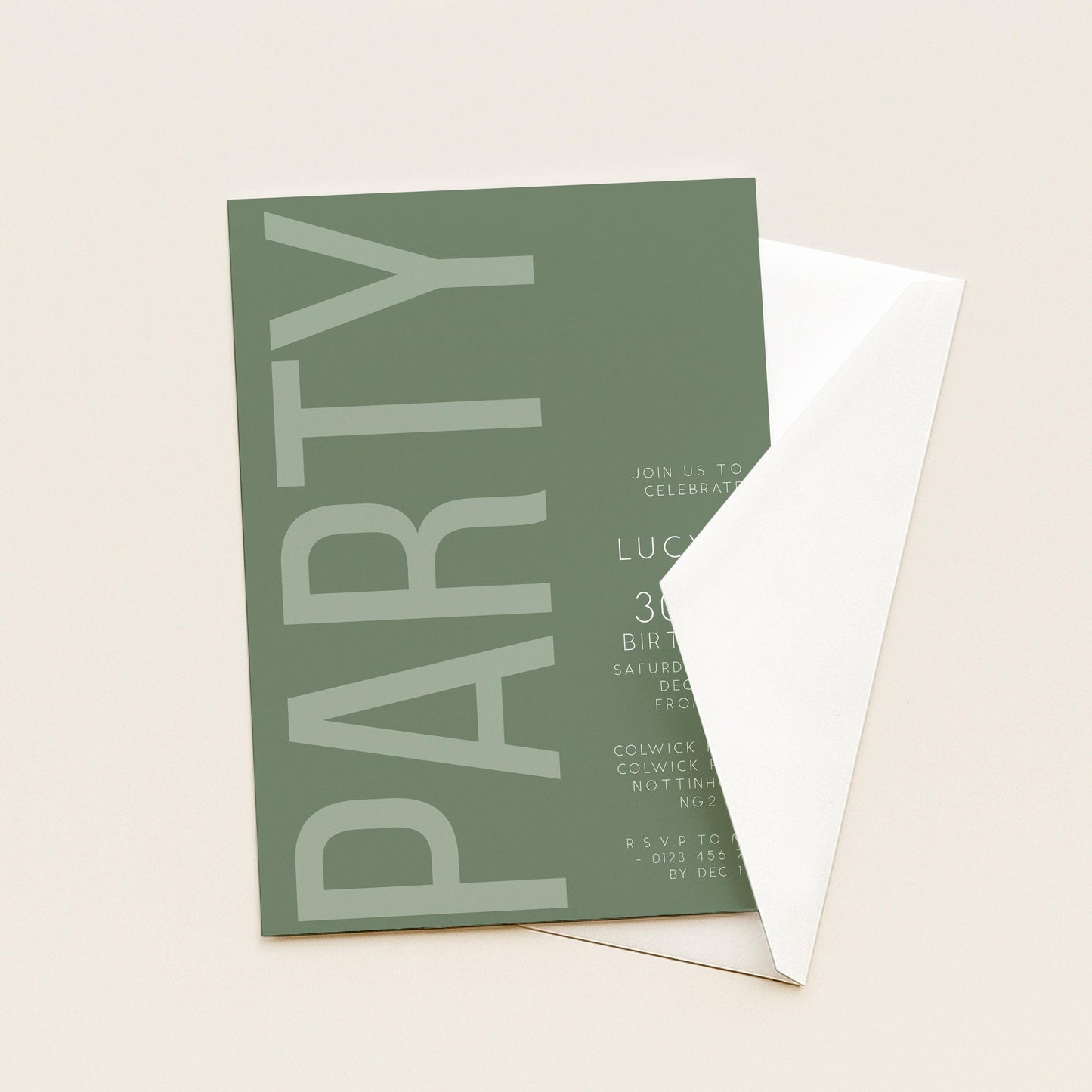 30th Birthday Invitation, Editable Green Party Invite, Men's Women's Adult Invitation Template, Thirty Birthday Printable Template