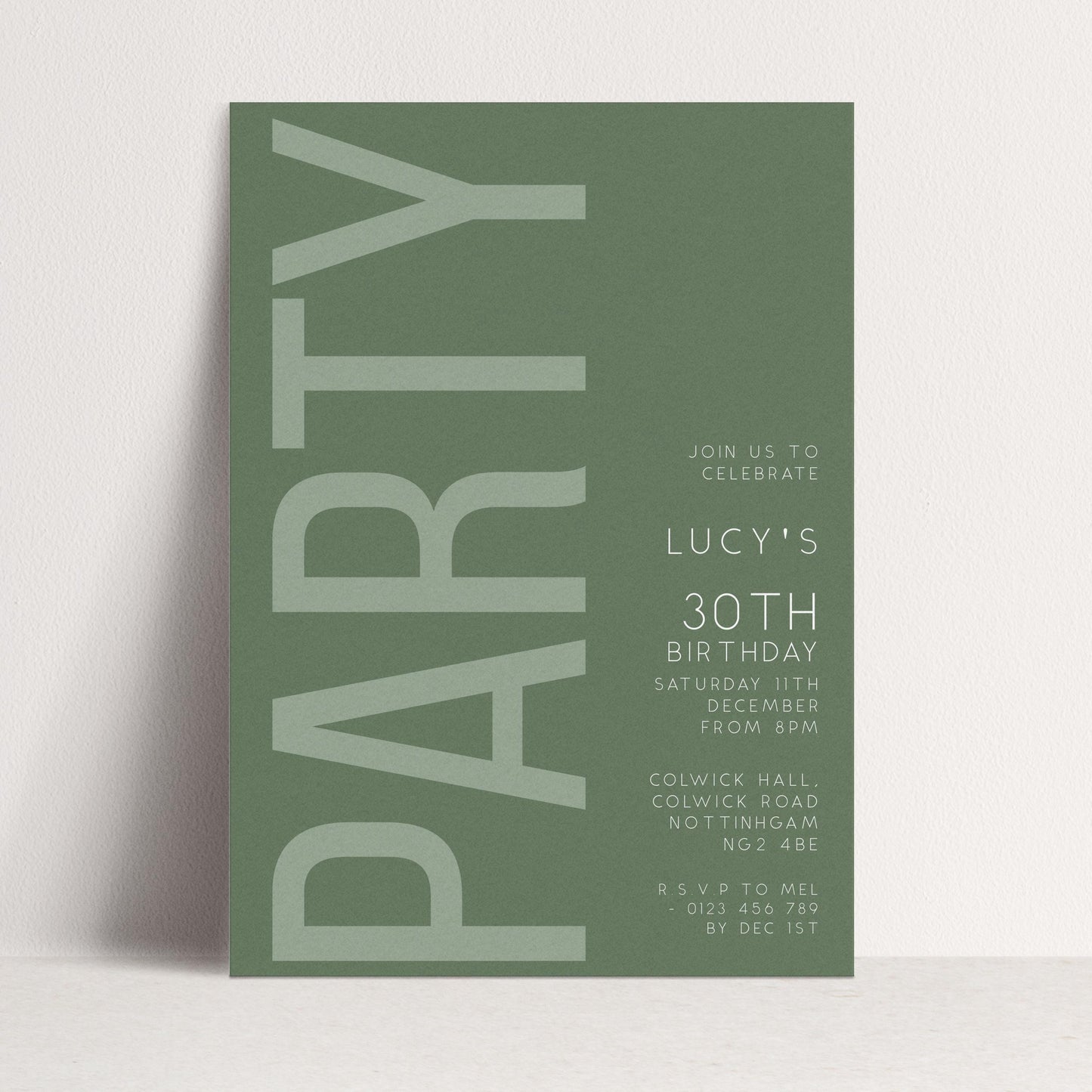 30th Birthday Invitation, Editable Green Party Invite, Men's Women's Adult Invitation Template, Thirty Birthday Printable Template