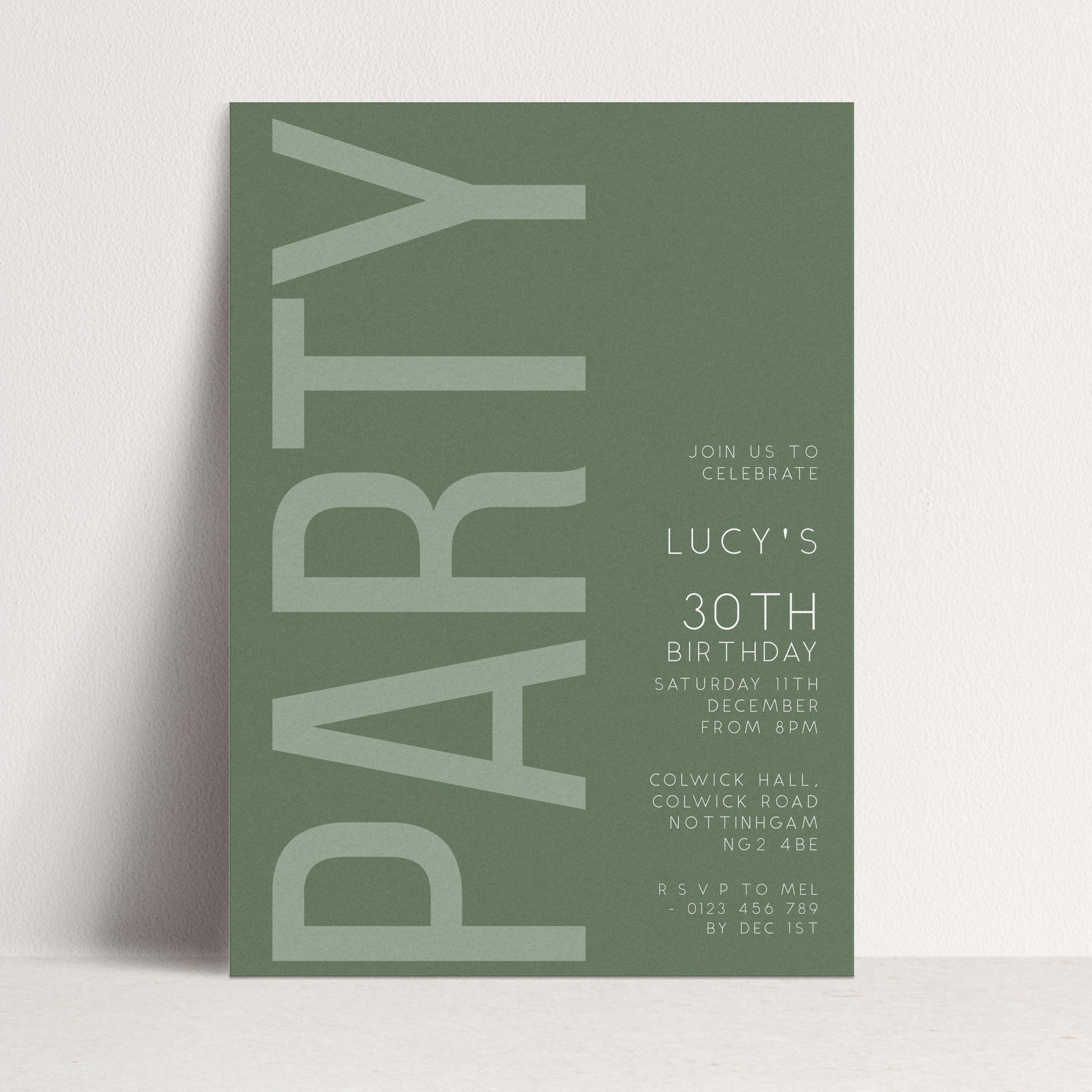 30th Birthday Invitation, Editable Green Party Invite, Men's Women's Adult Invitation Template, Thirty Birthday Printable Template