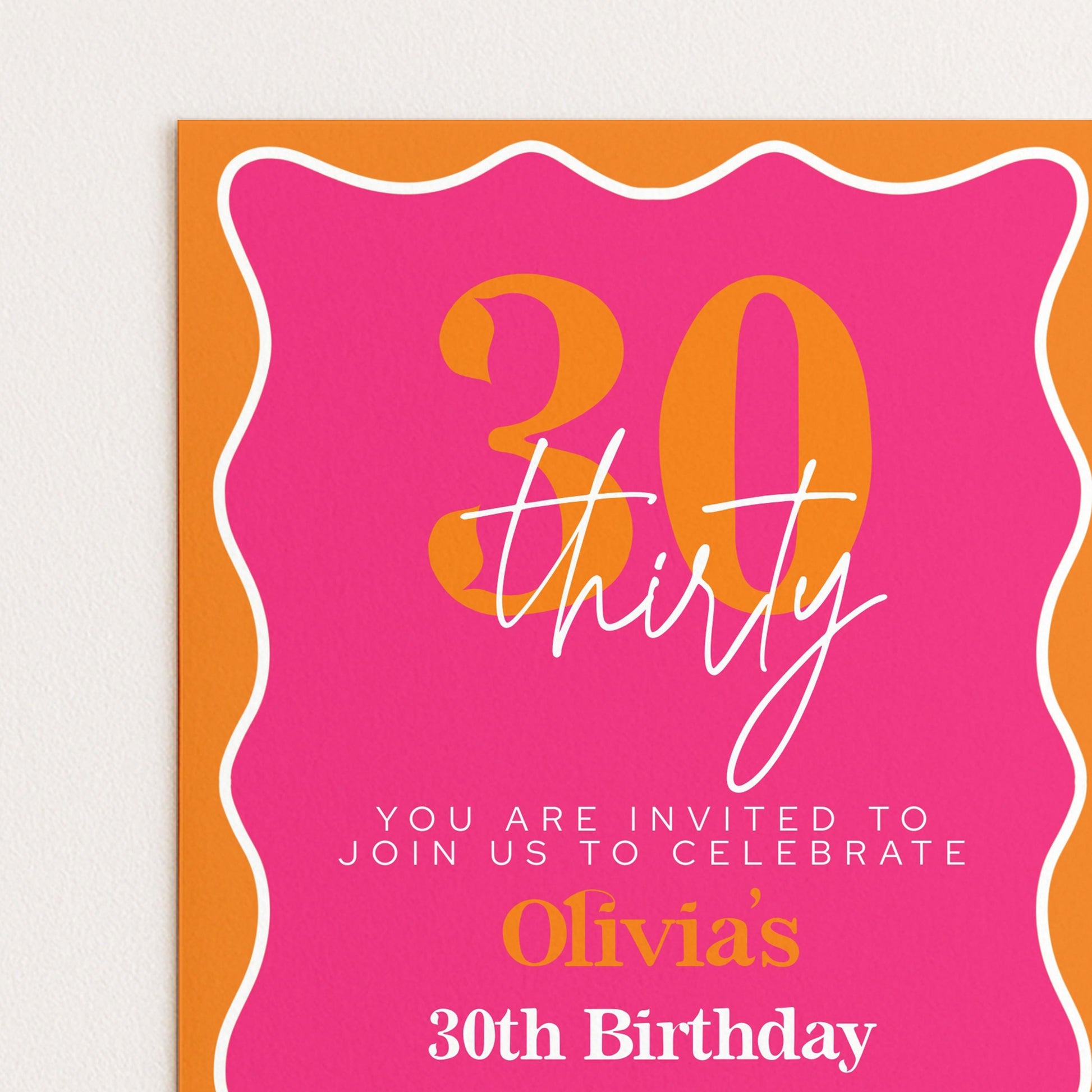 The image is a birthday invitation for a 30th birthday celebration.