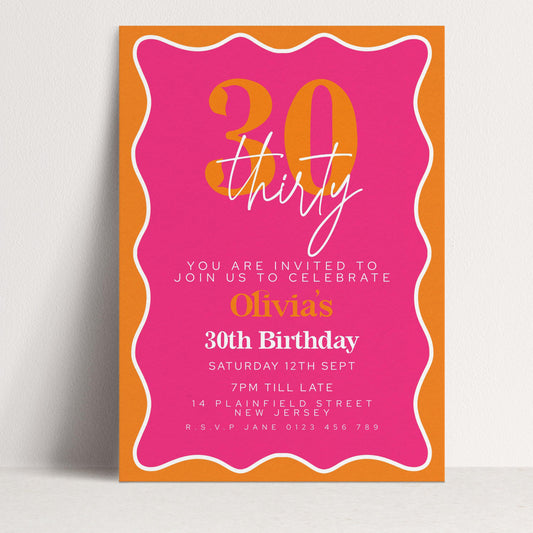 The image is a birthday invitation for a 30th celebration, inviting guests to join the event.