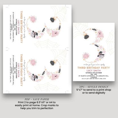 3rd Birthday Downloadable Halloween Three Year Old Birthday Party – Editable Spooky Party Invitation – Instant Download for Kids Printable