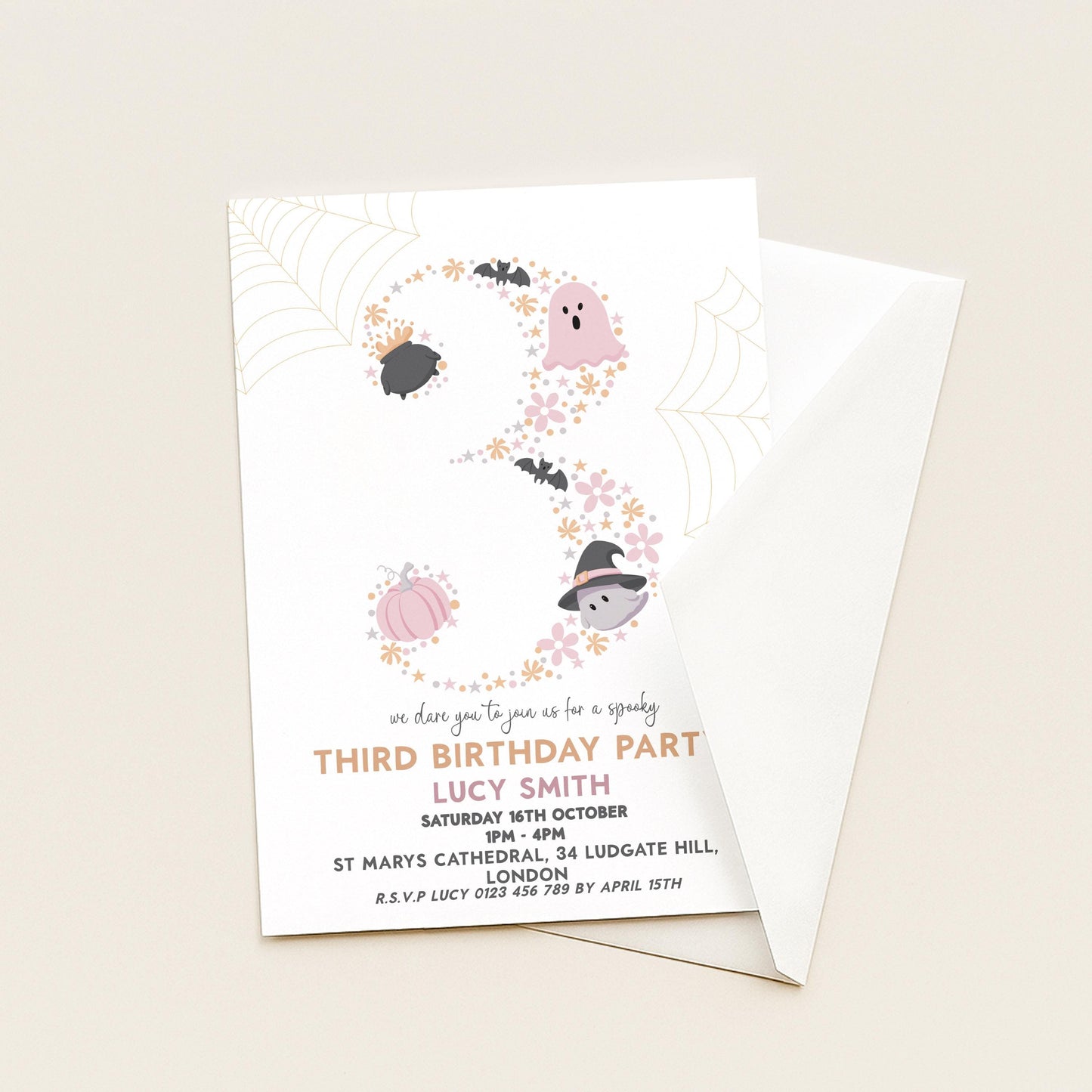 3rd Birthday Downloadable Halloween Three Year Old Birthday Party – Editable Spooky Party Invitation – Instant Download for Kids Printable