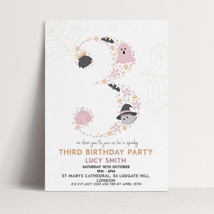 3rd Birthday Downloadable Halloween Three Year Old Birthday Party – Editable Spooky Party Invitation – Instant Download for Kids Printable