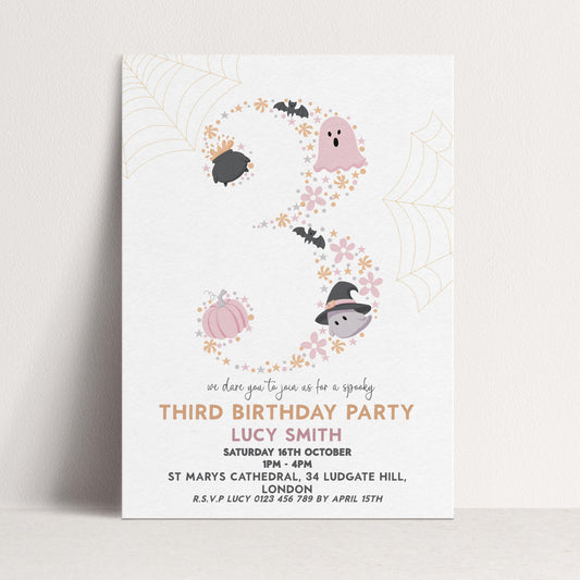 3rd Birthday Downloadable Halloween Three Year Old Birthday Party – Editable Spooky Party Invitation – Instant Download for Kids Printable