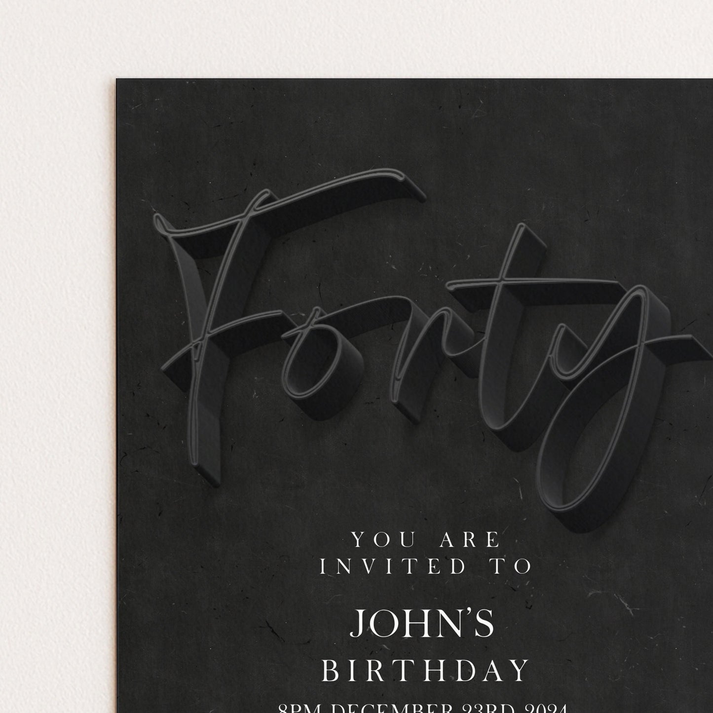 40th Birthday Invitation Editable 40th invite Black invitation Simple Elegant For Him or Her Instant Download Printable SE19