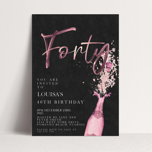 The image is a birthday invitation for Louisa's 40th birthday.